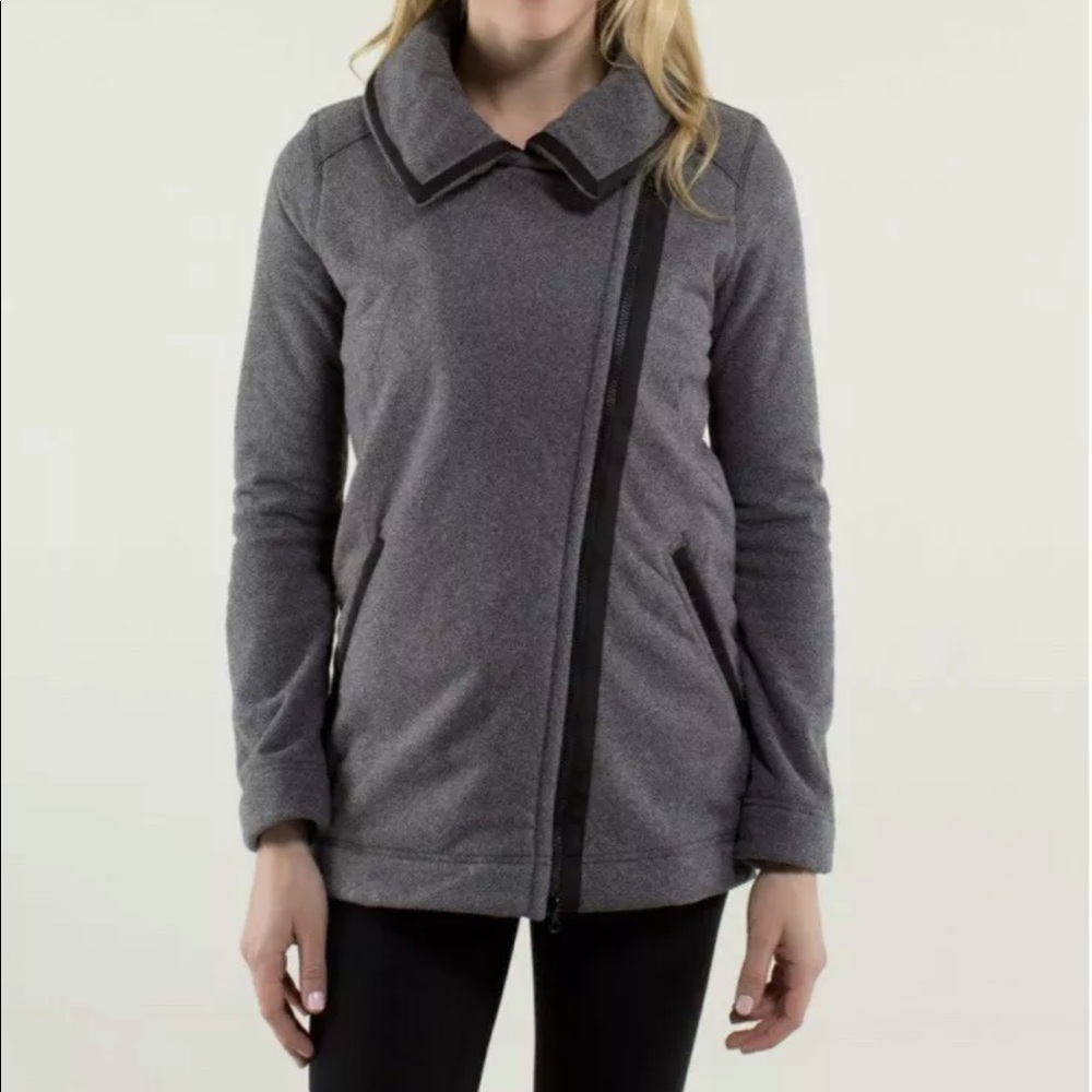 Lululemon Moto jacket gray heather asymmetrical 6